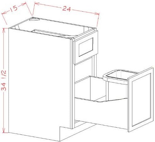 Highland Navy RTA 15" Soft Close Trash Base Cabinet