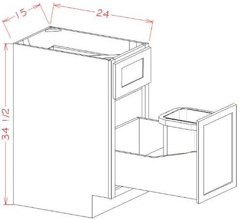 Haven Ember RTA 15" Soft Close Trash Base Cabinet