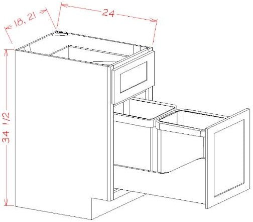 Highland Navy RTA 18" Soft Close Trash Base Cabinet