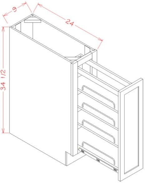 Highland White RTA  9"  Spice Base Cabinet