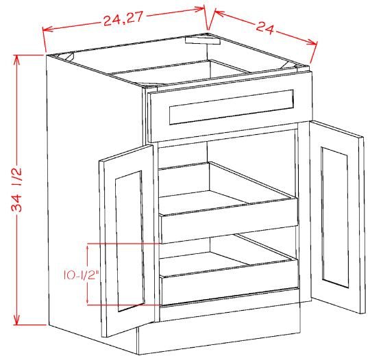 Highland Navy RTA 24" Base Cabinet With Roll Outs