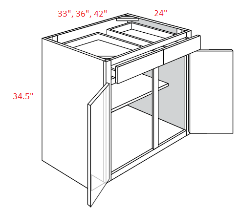 Amesbury White Shaker RTA 33" Base Cabinet