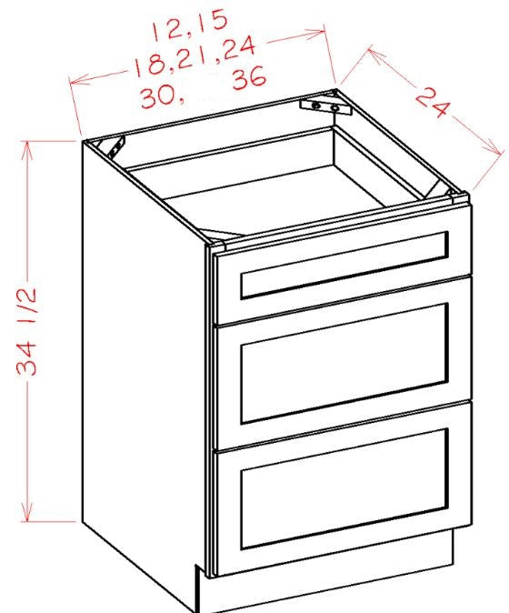 Amesbury White Shaker RTA 12" Drawer Base Cabinet