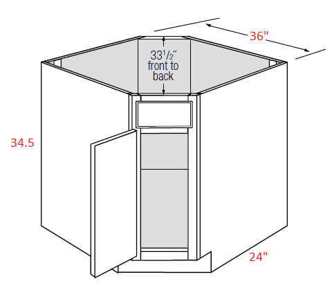 Essex Castle Assembled 36" Corner Sink Base Cabinet