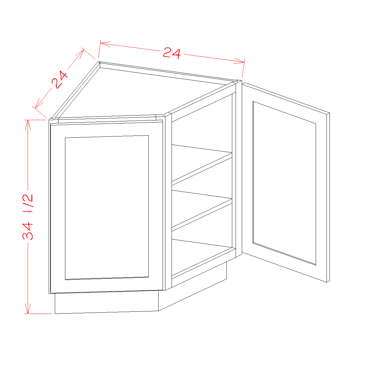 Amesbury White Shaker RTA 24" Angle Base Cabinet