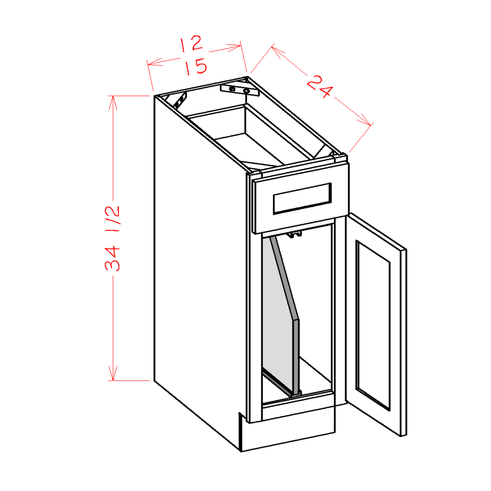 Highland Navy RTA 15" Base Cabinet With Tray Divider