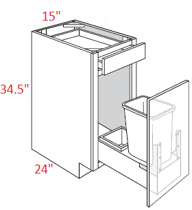 Essex Castle Assembled 15" Soft Close Trash Base Cabinet