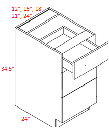 Euro M Black RTA 18" Drawer Base Cabinet
